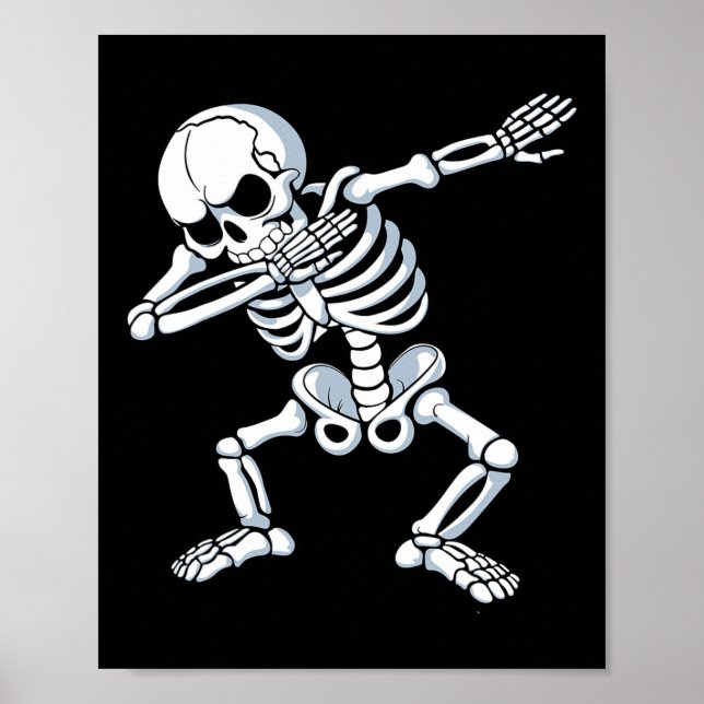 Dabbing Skeleton Spooky Dab Dancing Manar Kids Boy Poster (Framsidan)