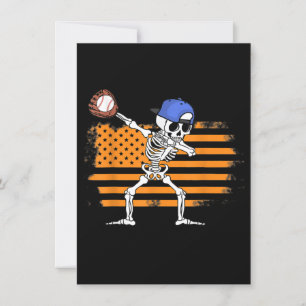 Dabbing Skelett Baseboll Rolig Halloween Inbjudningar