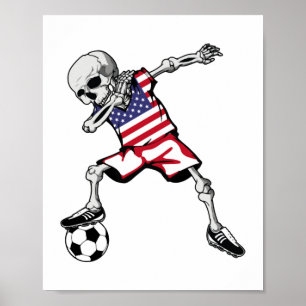 Dabbing Skelett Fotboll Halloween Förenta Staterna Poster