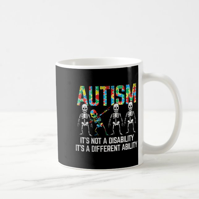Dabbing Skelett Inte Funktionshinder Autism Medvet Kaffemugg (Höger)