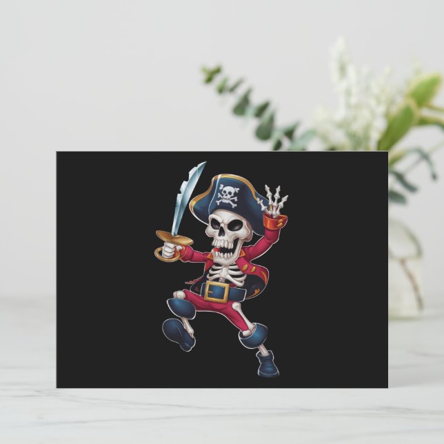 Dabbing Skelett Pirat Halloween Barn Jolly Roger Inbjudningar (Stående Fram)