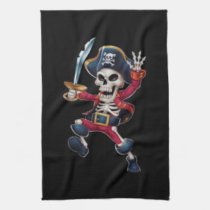 Dabbing Skelett Pirat Halloween Barn Jolly Roger Kökshandduk