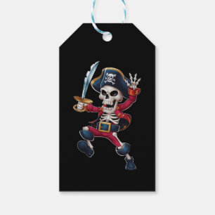 Dabbing Skelett Pirat Halloween Barn Jolly Roger Presentetikett