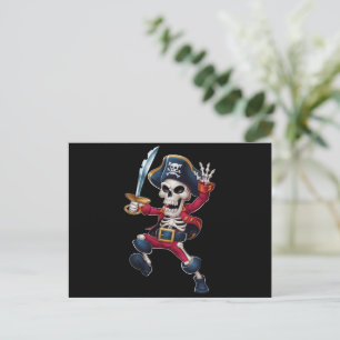 Dabbing Skelett Pirat Halloween Barn Jolly Roger Vykort
