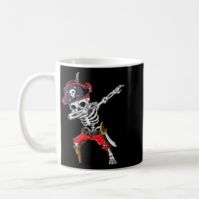Dabbing Skelett Pirat Kaffemugg (Vänster)