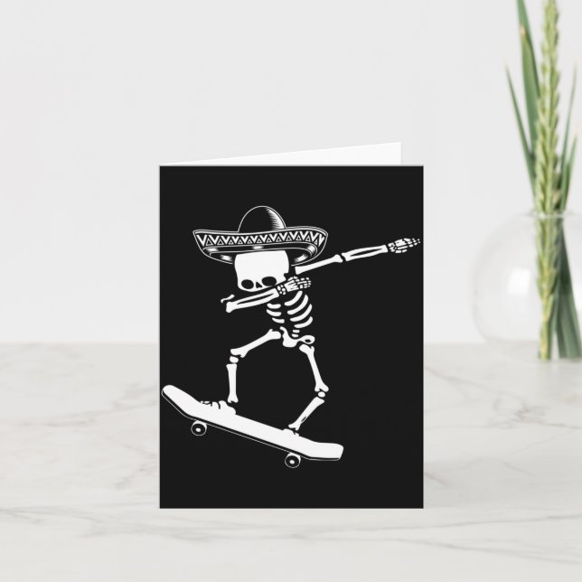 Dabbing skelett skateboard Dia De Los Muertos Kort (Framsida)