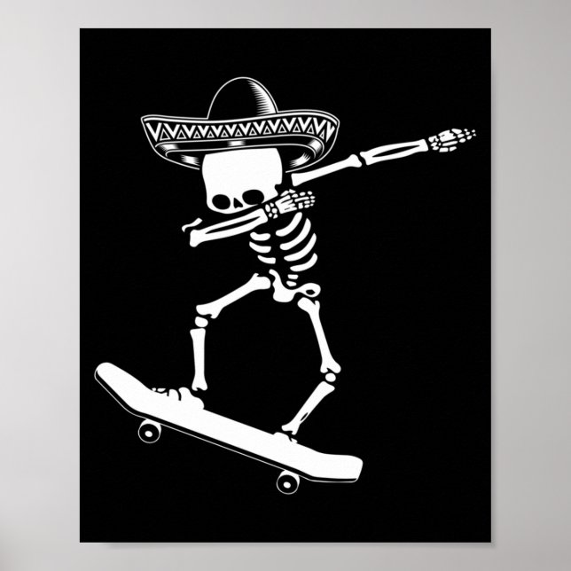 Dabbing skelett skateboard Dia De Los Muertos Poster (Framsidan)