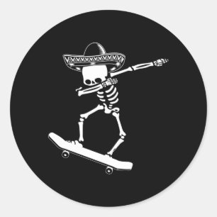 Dabbing Skelett Skateboard Dia De Los Muertos Runt Klistermärke