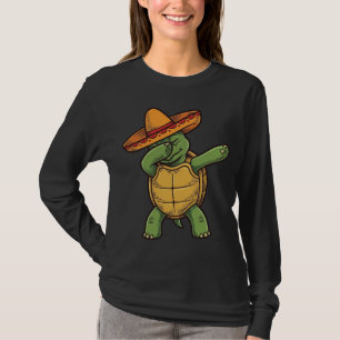 Dabbing Sköldpadda Sombrero Vintage Vektor Design_ T Shirt