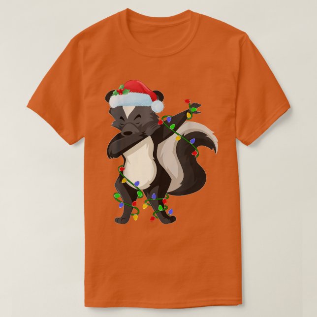 Dabbing Skunk Julafton Ljus Funny Santa Skunk Kris T Shirt (Design framsida)