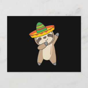 dabbing Sloth Cinco De Mayo süße Tiere Mexico Vykort
