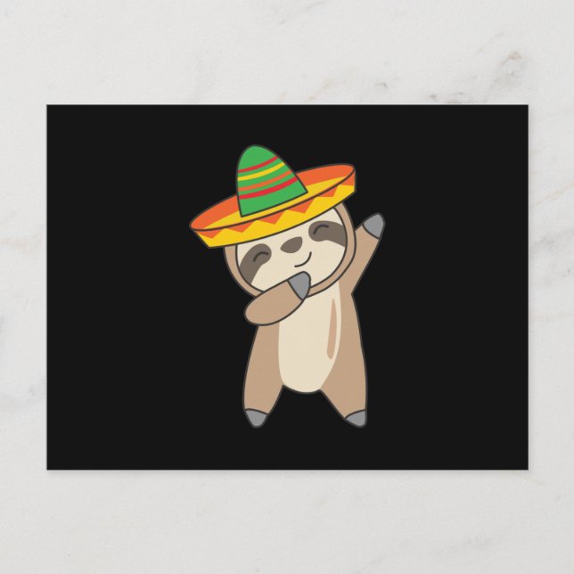 dabbing Sloth Cinco De Mayo süße Tiere Mexico Vykort (Framsida)