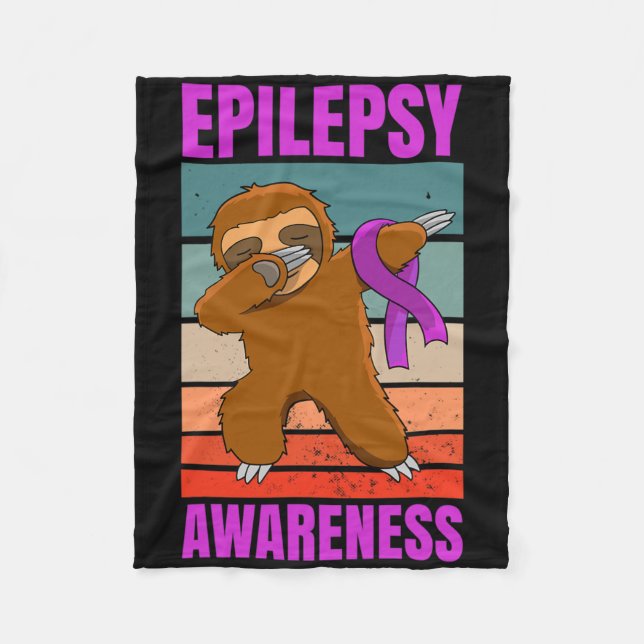 Dabbing Sloth Epilepsy Seizures Awareness Ribbon Fleecefilt (Framsidan)