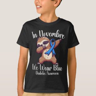 Dabbing Sloth i november Bära Blue Diabetes Aw T Shirt