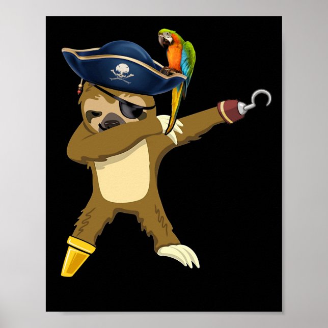 Dabbing Sloth Pirat Dab Dancing Poster (Framsidan)