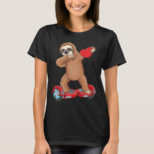 Dabbing Sloth Riding Hoverboard Kids Skater Valent T Shirt