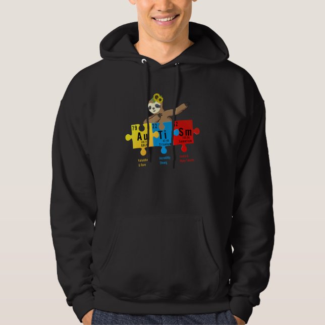 Dabbing Sloth Solros Autism Awareness Chemistry Hoodie (Framsida)