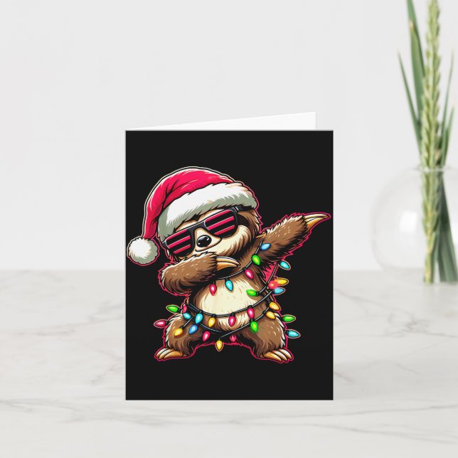 Dabbing Sloth Xmas For Kids Boys Girl Sloth Lover  Kort (Framsida)
