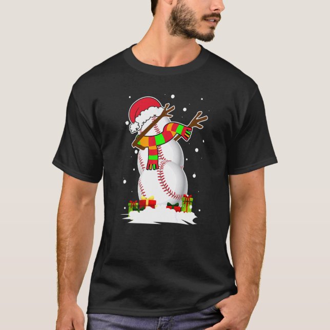 Dabbing Snögubbe Baseball Boll Santa Paja T Shirt (Framsida)