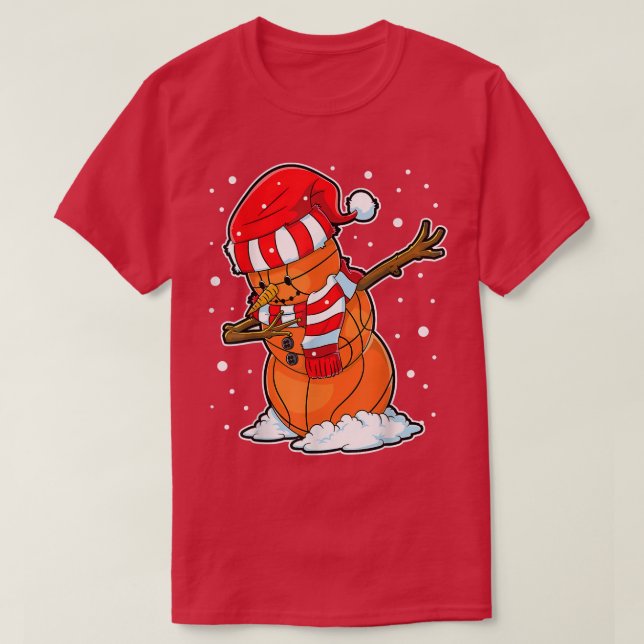Dabbing Snögubbe Basketball Boll jul Santa Bo T Shirt (Design framsida)
