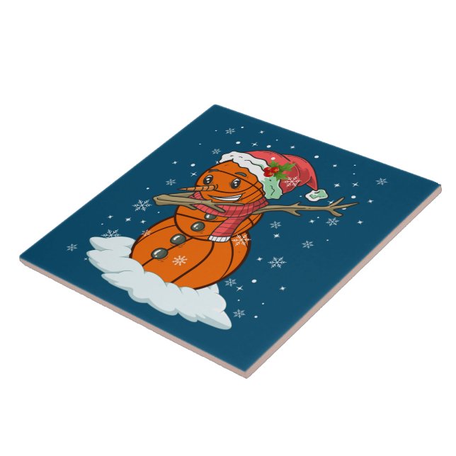 Dabbing Snögubbe Basketball Boll - julgranen Kakelplatta (Sidan)