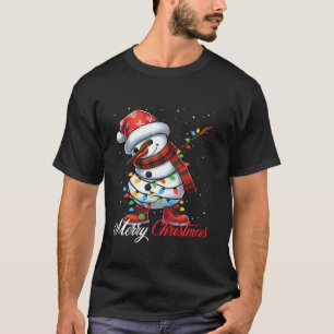 Dabbing Snögubbe God jul Ljus Santa Hat X T Shirt