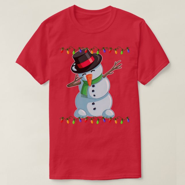 Dabbing Snögubbe jul Ljus Dab Funny Snögubbe T Shirt (Design framsida)