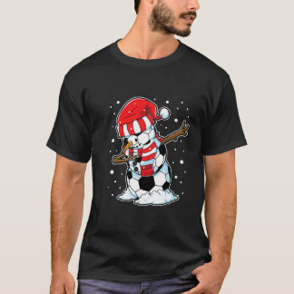 Dabbing Snögubbe Soccer Ball jul Santa Boys T Shirt
