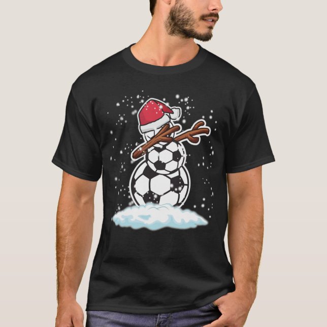 Dabbing Snögubbe Soccer julfinny T manar socc T Shirt (Framsida)