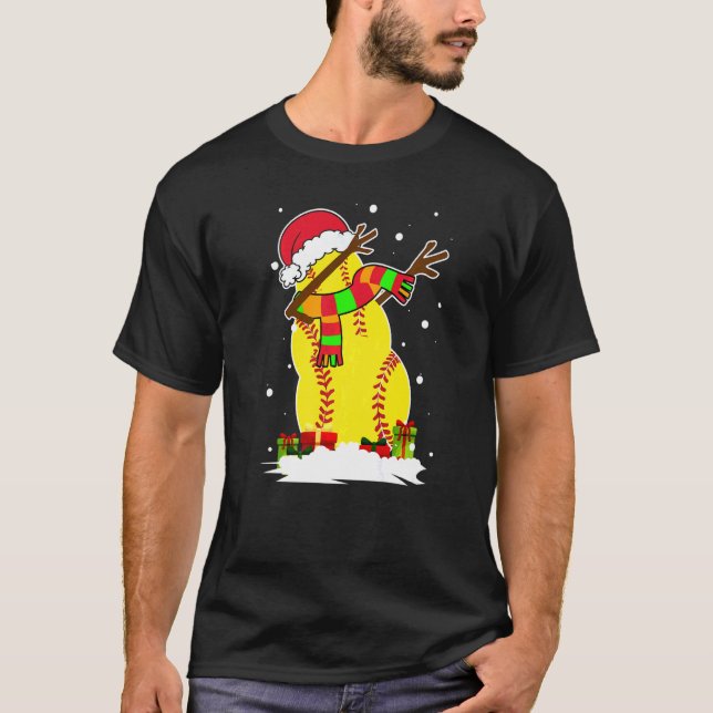 Dabbing Snögubbe Softball Boll Santa Paja T Shirt (Framsida)