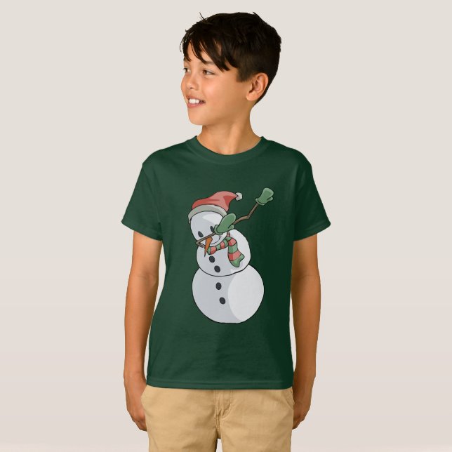 Dabbing Snögubbe T-Shirt Funny jul (Hel framsida)