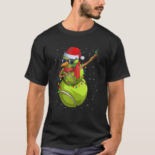 Dabbing Snögubbe Tennis Älskare Santa Hat jul P T Shirt