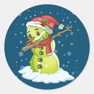 Dabbing Snögubbe Tennis Boll Tee Julafton Runt Klistermärke