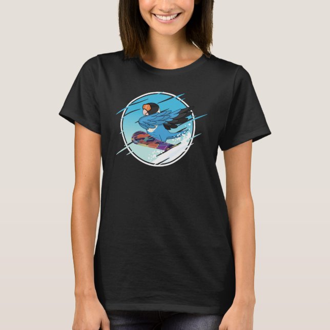 Dabbing Snowboard Parrot I Blue masked Lovebird T Shirt (Framsida)