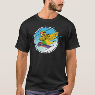 Dabbing Snowboard Parrot I Gult Budgie Budgeriga T Shirt