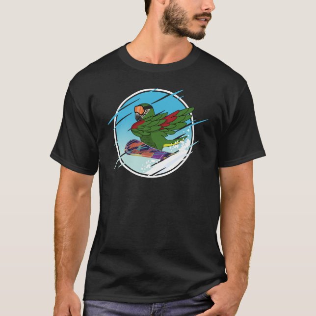 Dabbing Snowboard Parrot I Hahns Macaw T Shirt (Framsida)