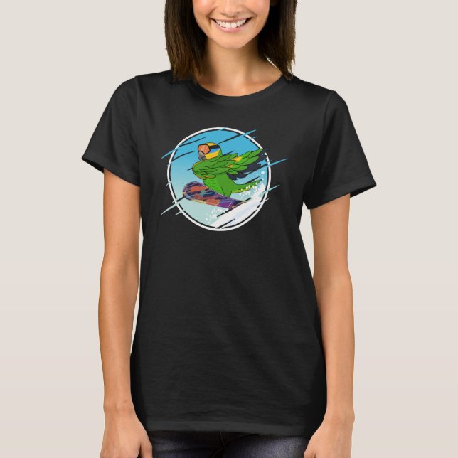 Dabbing Snowboard Parrot I-Orange vingade Amazon T Shirt (Framsida)
