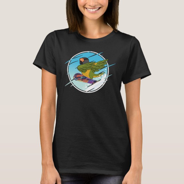 Dabbing Snowboard Parrot I Senegal Parrot T Shirt (Framsida)