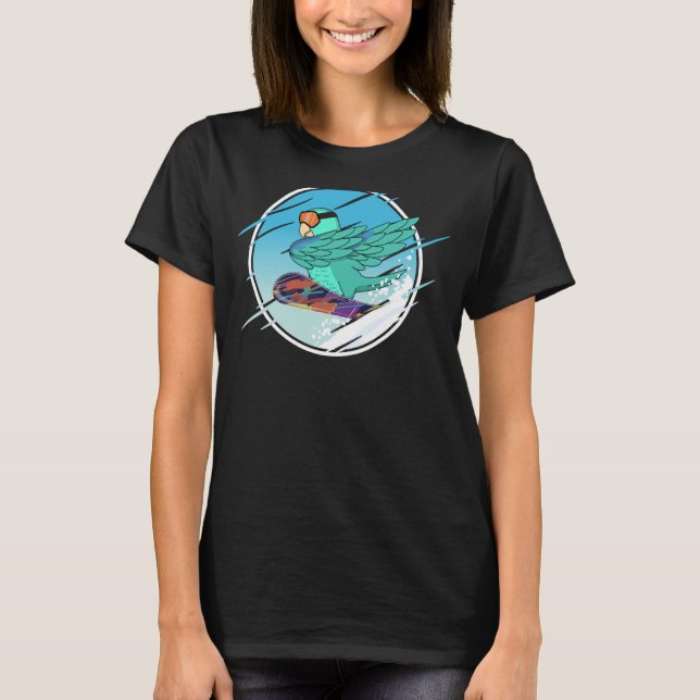 Dabbing Snowboard Parrot I Turkvoise Parrotlet T Shirt (Framsida)
