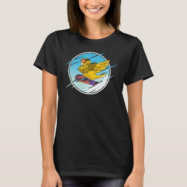 Dabbing Snowboard Parrot I Yellow Lutino Budgie Bu T Shirt (Framsida)