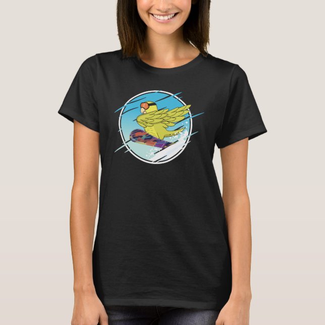Dabbing Snowboard Parrot I Yellow Parrotlet T Shirt (Framsida)