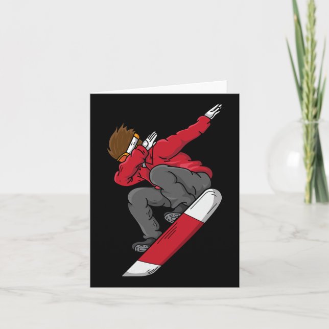 Dabbing Snowboarder Cute Snowboarding Funny Dab Sk Kort (Framsida)