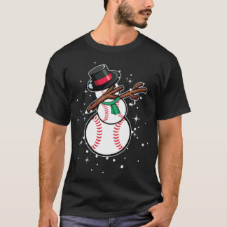 Dabbing Snowman Baseball Funny Christmas baseball  T Shirt