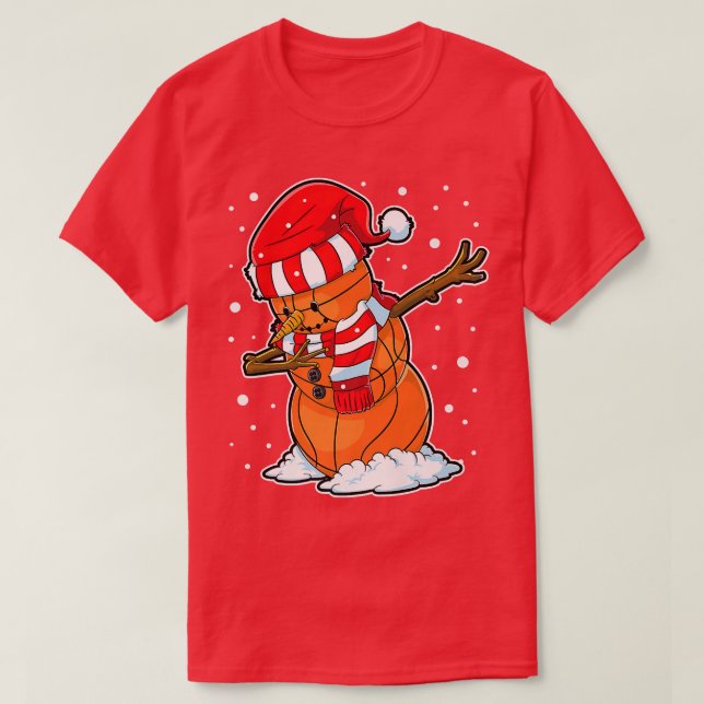Dabbing Snowman Basketball Ball Christmas Santa Bo T Shirt (Design framsida)