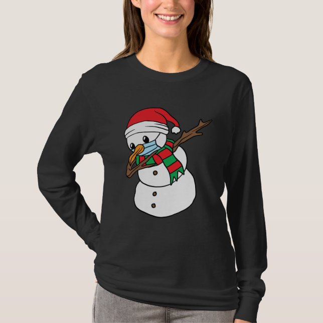 Dabbing Snowman Mask Xmas Dab Christmas Santa T Shirt (Framsida)