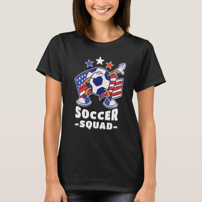 Dabbing Soccer Ball American Flag Soccer Squad 1 T Shirt (Framsida)