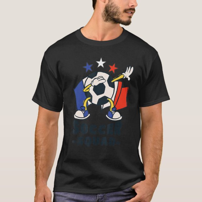 Dabbing Soccer Ball French Flag Soccer Squad 1 T Shirt (Framsida)