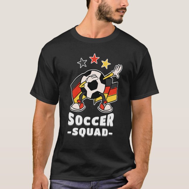 Dabbing Soccer Ball German Flagga Soccer Squad T Shirt (Framsida)