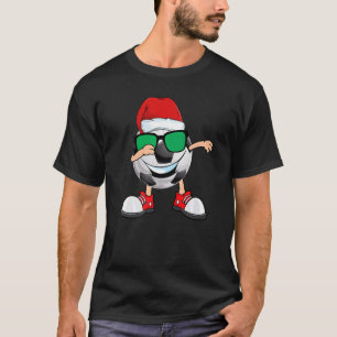 Dabbing Soccer Ball Santa Hat Sunglasses Christma T Shirt