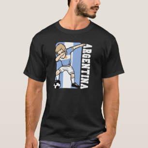 Dabbing Soccer Boy Argentina Jersey Argentina Flag T Shirt
